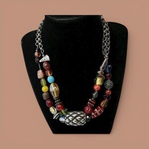 OOAK! ART Beads Double Chain Statement Necklace